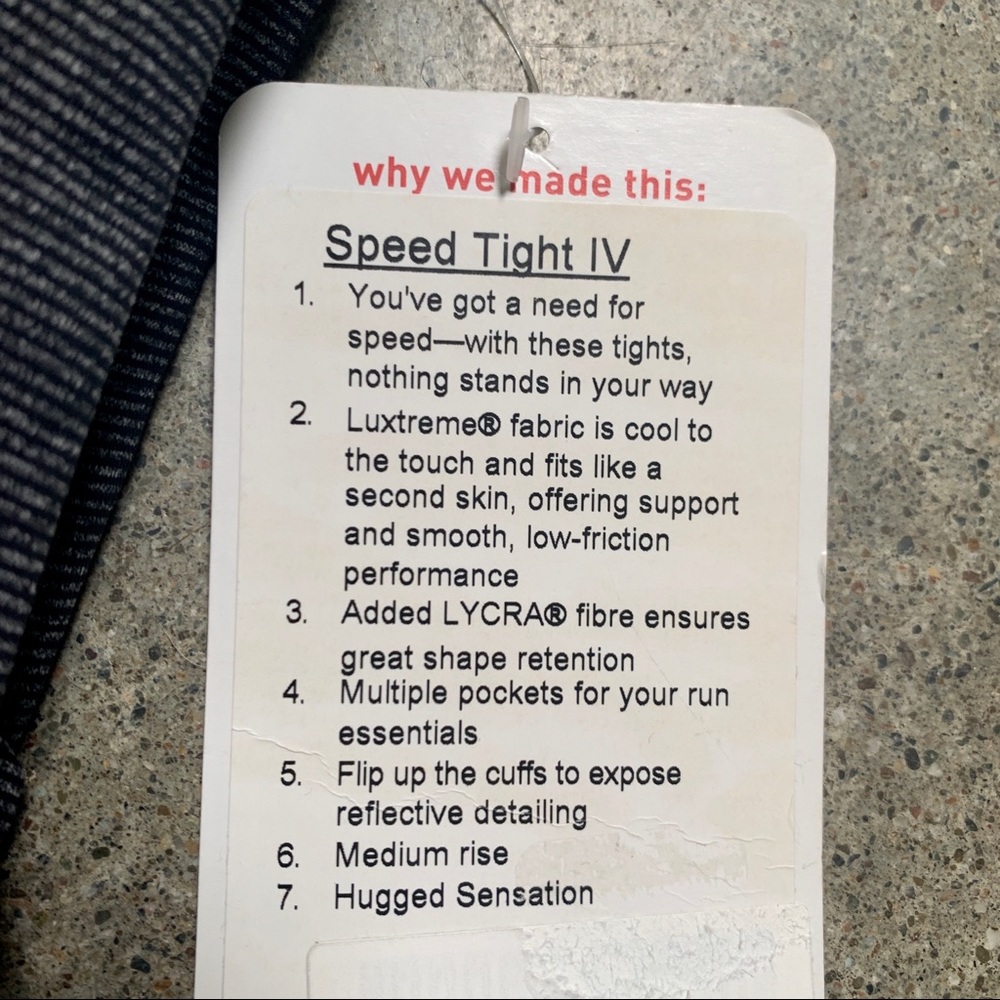 NWT Lululemon Speed Tight Wee Stripe Black Lux 4 - Picture 3 of 5
